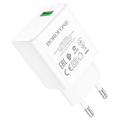 Мережевий зарядний пристрій Borofone BA66A 1 USB 18W/QC3.0 white