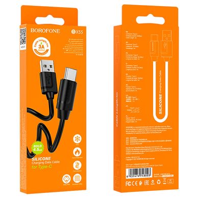 USB кабель Borofone BX55 Harmony Silicone Type-C 3A/1m black