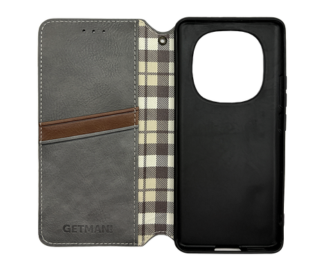 Чохол-книжка шкіра для Xiaomi Redmi Note 15 Pro 5G grey Getman Cubic PU