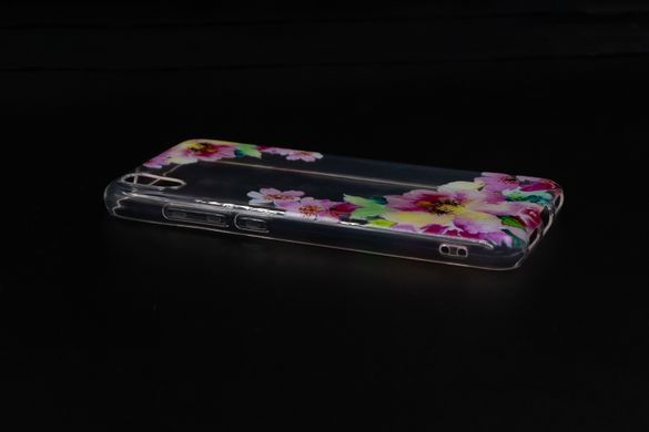 Силиконовый чехол MyPrint для Xiaomi Redmi 7A pink flowers (d/u)