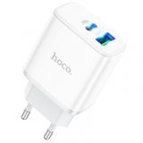 Мережевий блок живлення HOCO C105A Stage dual port PD20W+QC3.0 white