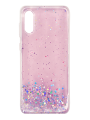 Накладка TPU Star Glitter для Samsung A02 Clear pink блискітки