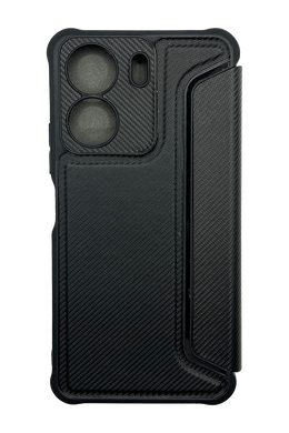 Чехол-книжка кожа для Xiaomi Redmi 13C/Poco C65 black Getman Razor PU Carbon