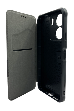 Чехол-книжка кожа для Xiaomi Redmi 13C/Poco C65 black Getman Razor PU Carbon