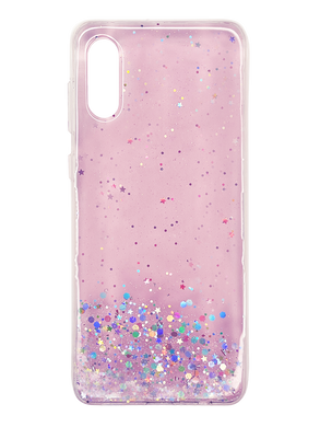 Накладка TPU Star Glitter для Samsung A02 Clear pink блискітки
