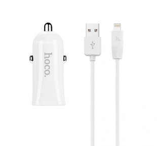 Автомобильное зарядное устройство HOCO Z12 iPhone 2usb 2.4A white