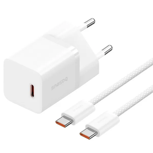 СЗУ Baseus GaN5 Mini Fast Charger 30W (Type-C) + Type-C to Type-C 100W 1m white