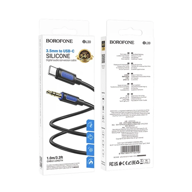 AUX кабель Borofone BL20 Type-C 1m black