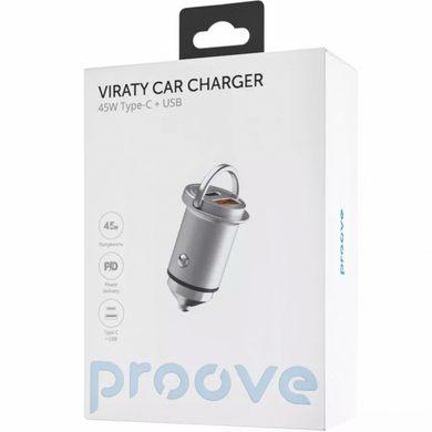Автомобільний зарядний пристрій Proove Viraty Car Charger 45W (QC+PD) Type-C + USB silver