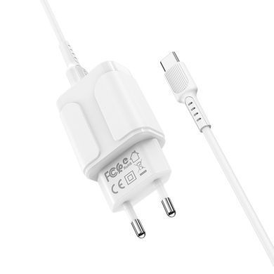 Сетевое зарядное устройство Borofone BA37A Type-C (EU) 2USB 2.4A/1m white