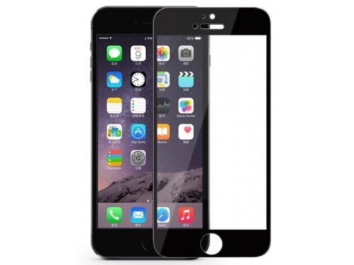 Защитное 2.5D стекло для iPhone 6 black s/s 0.3 mm