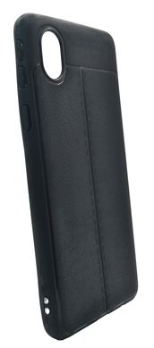 TPU чохол фактурний для Samsung A01 Core black імітація шкіри