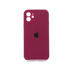 Силіконовий чохол Full Cover для iPhone 12 maroon (burgundy) Full Camera