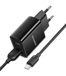 Сетевое зарядное устройство Borofone BA53A Powerway 2USB/2.1A + Cable Micro чёрный