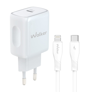 Сетевое зарядное устройство Walker WH-64 PD 25W+Type-C to Lightining white