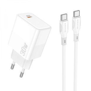 Мереживий зарядний пристрій Borofone BA77A Insightful PD/QC 30W Type-C to Type-C white