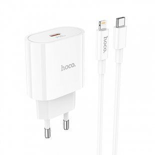 Сетевое зарядное устройство Hoco C94 Metro 1PD/20WPD/QC+Type-C to Lightning white