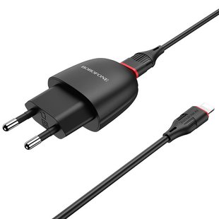 Сетевое зарядное устройство Borofone BA49A Vast power Lightning (EU) 1USB 2.1A black