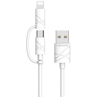 USB Кабель - Usams US-SJ077 2in1 U-Gee USB to Micro USB+Lightning 1m white