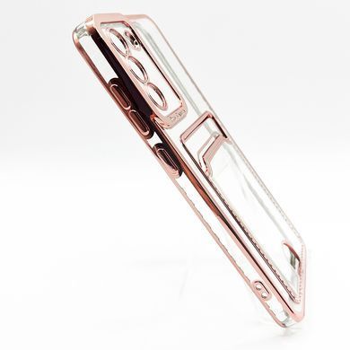 Силиконовый чехол WAVE Metal Pocket для Samsung S21 FE pink Full Camera
