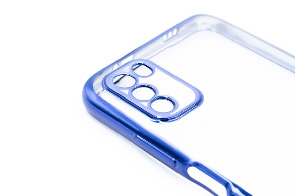 Силиконовый чехол Сlear для Xiaomi Poco M3 blue Full Camera с глянцевой окантовкой