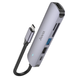 USB Hub Hoco HB28 Type-C multi-function converter (HDTV+USB3.0+USB2.0+SD+TF+PD) metal grey