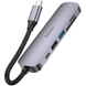 USB Hub Hoco HB28 Type-C multi-function converter (HDTV+USB3.0+USB2.0+SD+TF+PD) metal grey