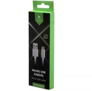USB дата кабель Vinga USB 2.0 AM/micro 5P 1m LED silver(VCPDCMLEDS)