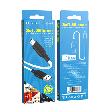 USB кабель Borofone BX42 Micro 2.4A/1m white
