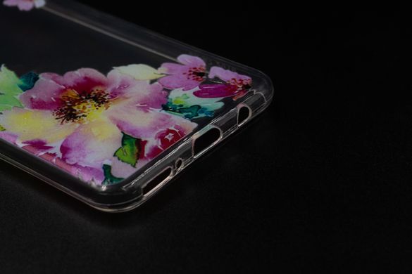 Силиконовый чехол MyPrint для Samsung A7 2018 pink flowers (d/u)