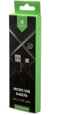 USB дата кабель Vinga USB 2.0 AM/micro 5P 1m black(VCPDCMNB1BK)