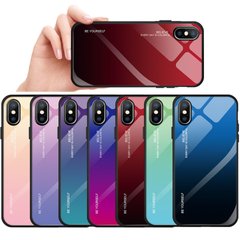 Накладка Glass Aurora для iPhone X/XS red/blue