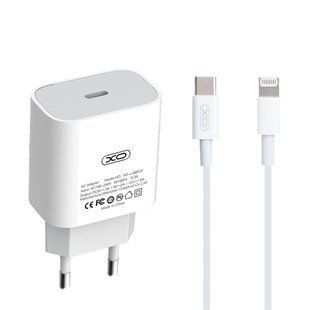 Мережевий зарядний пристрій XO L40 PD FC 18W Type-C to Lightning 1m white