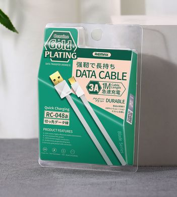 USB кабель Remax Gold Plating Quick Charging Cable RC- 048a 3A/1м,Type-C white