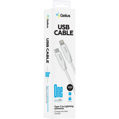 USB кабель Gelius One GP-UCN013 Type-C to Lightning 3A (27W) (1m) white