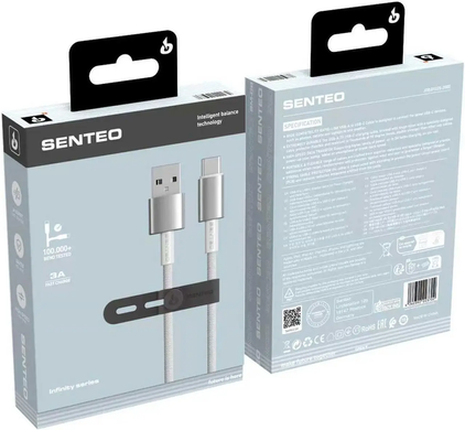 Кабель Senteo SM-08 Infinity series USB-A to Type-C 3A 1.2m white