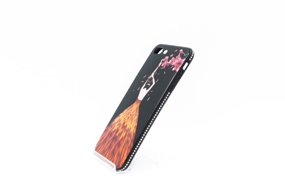TPU чохол Magic Girl для iPhone 7+/8+ black/листки/стрази