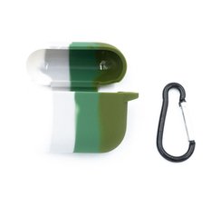 Чохол for AirPods 3 силіконовий Colorfull + карабін white/green box