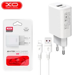 Мережевий зарядний пристрій XO L85D QC3.0 (1USB/18W) +USB-Lightning white