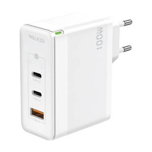 Сетевое зарядное устройство Walker WH-47 100W GAN PD1 65W/PD2 35W/QC3.0 18W white