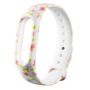 Ремінець Print Silicone Xiaomi MI Band 3/4 pink flowers/white (№15)