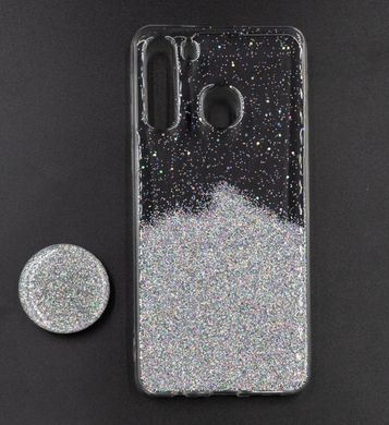 Силіконовий чохол Fashion popsoket для Samsung A21 silver