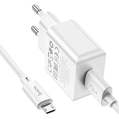 Сетевое зарядное устройство Hoco C106A Leisure 1USB/2.1A Micro white