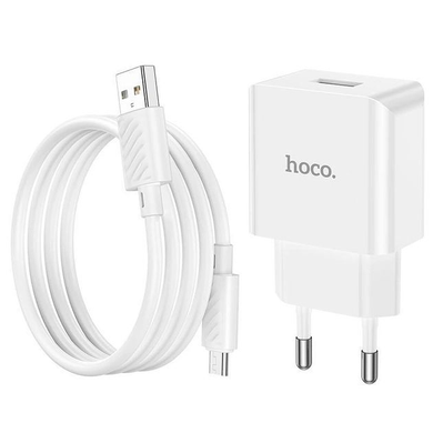 Сетевое зарядное устройство Hoco C106A Leisure 1USB/2.1A Micro white