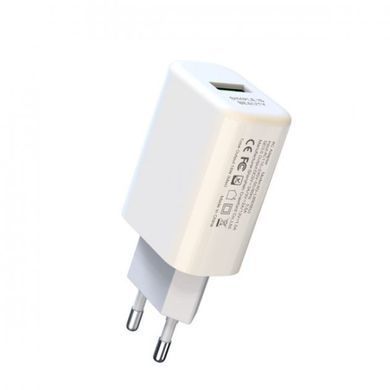 Мережевий зарядний пристрій XO L85D QC3.0 (1USB/18W) +USB-Lightning white