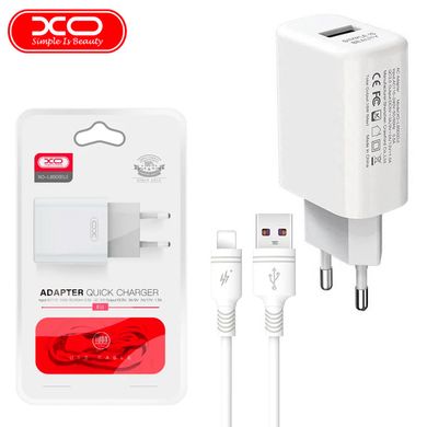 Мережевий зарядний пристрій XO L85D QC3.0 (1USB/18W) +USB-Lightning white