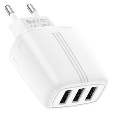 Мереживий зарядний пристрій Hoco N15 17W 3USB 2.4A white