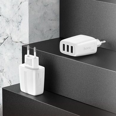 Мереживий зарядний пристрій Hoco N15 17W 3USB 2.4A white