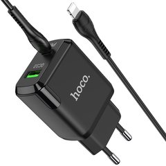 Мережевий зарядний пристрій Hoco N5 PD20W+QC3.0 Type-C to Lightning (EU) black