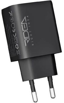 Сетевое зарядное устройство Ridea RW-20220 Rapid Duo 1USB/1USB-C QC/PD 20W black